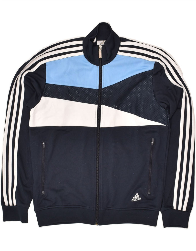 ADIDAS Boys Tracksuit Top Jacket 11-12 Years Navy Blue Colourblock | Vintage Adidas | Thrift | Second-Hand Adidas | Used Clothing | Messina Hembry 