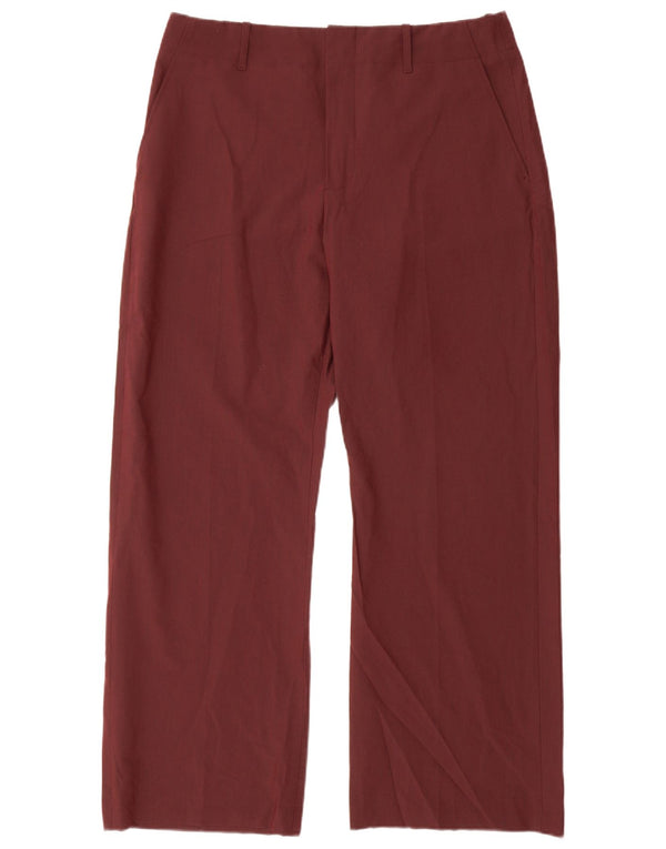 Zara Womens Loose Fit Chino Trousers XL W32 L30 Burgundy Polyester