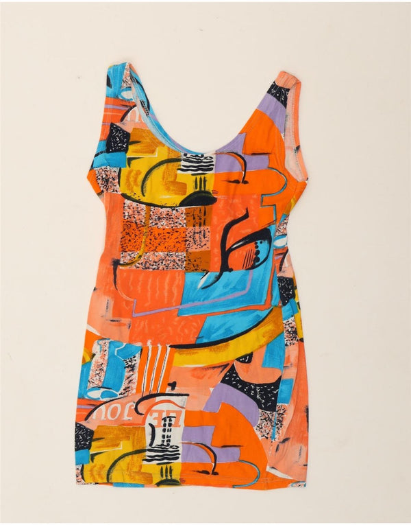Vintage Womens Abstract Pattern Bodycon Dress UK 8 Small Multicoloured