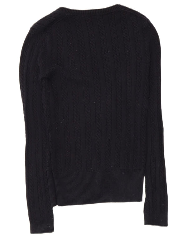 Tommy Hilfiger Womens V-Neck Jumper Sweater UK 6 XS Navy Blue Cotton