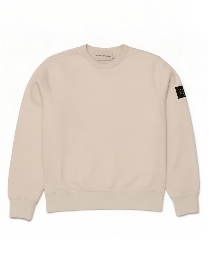 Calvin Klein Jeans Mens Sweatshirt Jumper Medium White Cotton