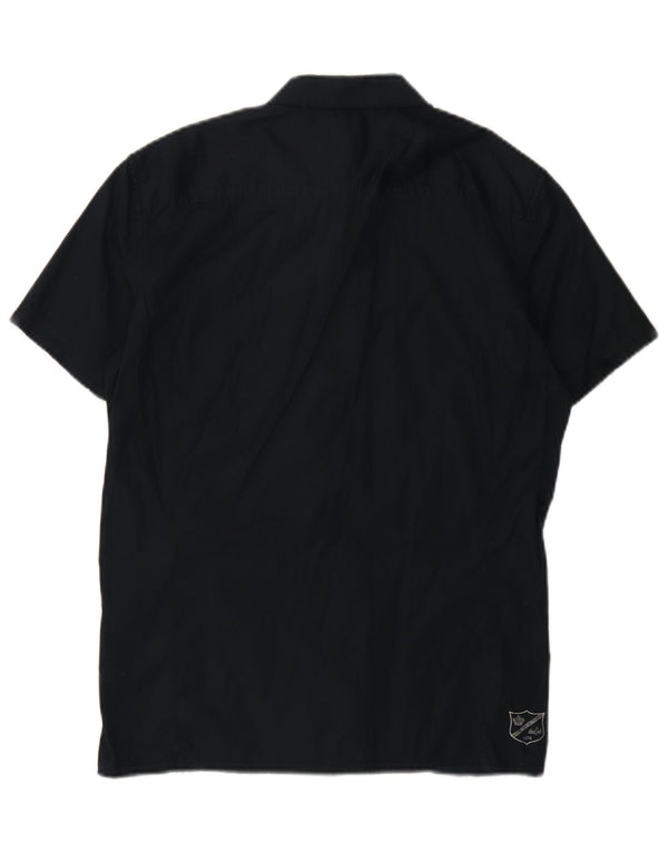 Diesel Mens Short Sleeve Military Shirt Medium Navy Blue Cotton