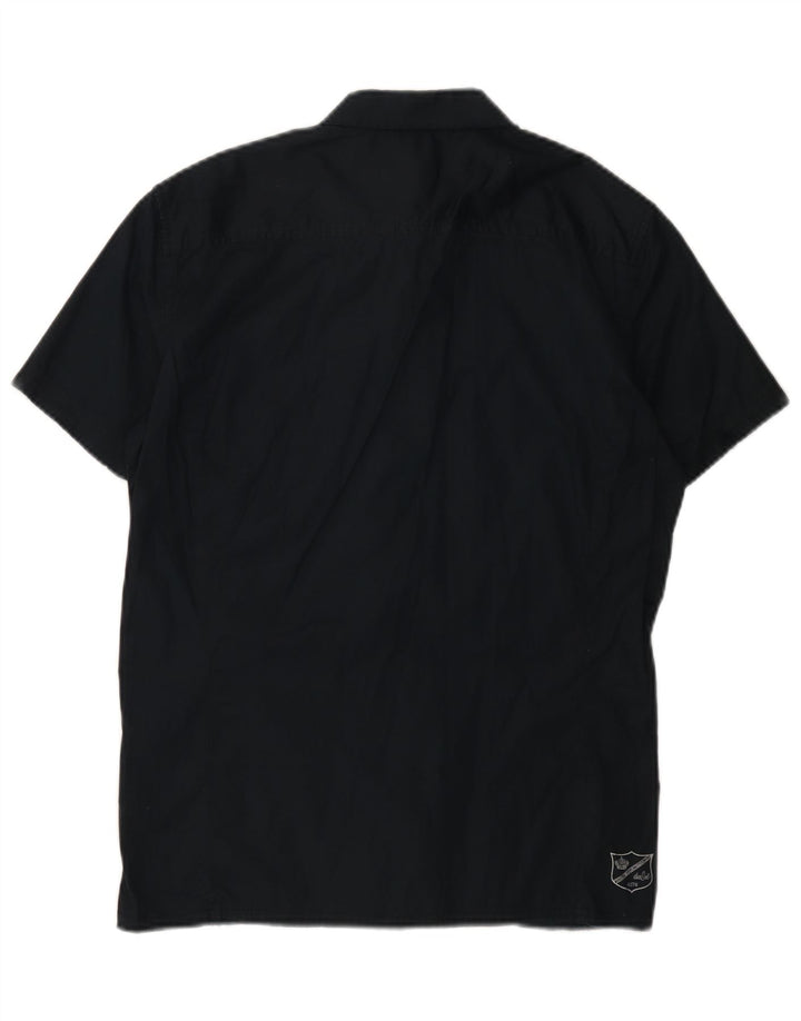 Diesel Mens Short Sleeve Military Shirt Medium Navy Blue Cotton