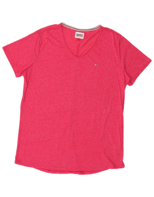 Tommy Hilfiger Mens T-Shirt Top Large Pink Flecked