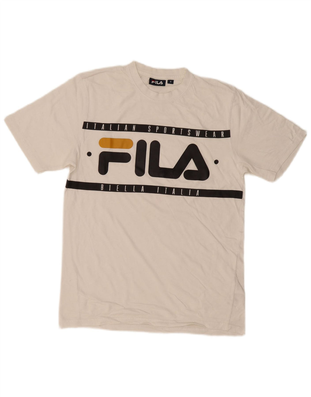 Fila Mens Graphic T-Shirt Top Small White Cotton