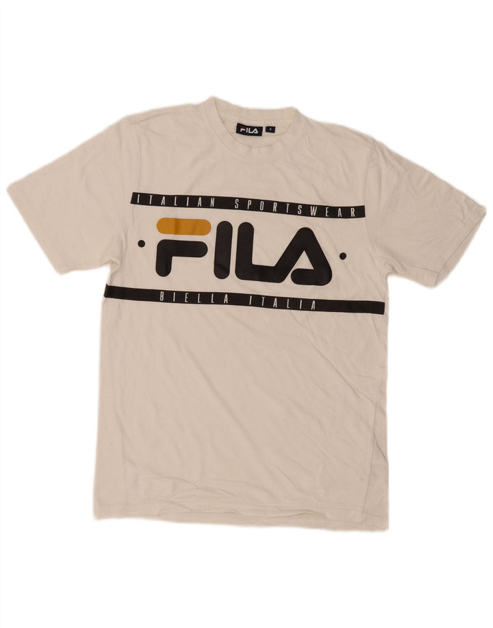 Fila Mens Graphic T-Shirt Top Small White Cotton