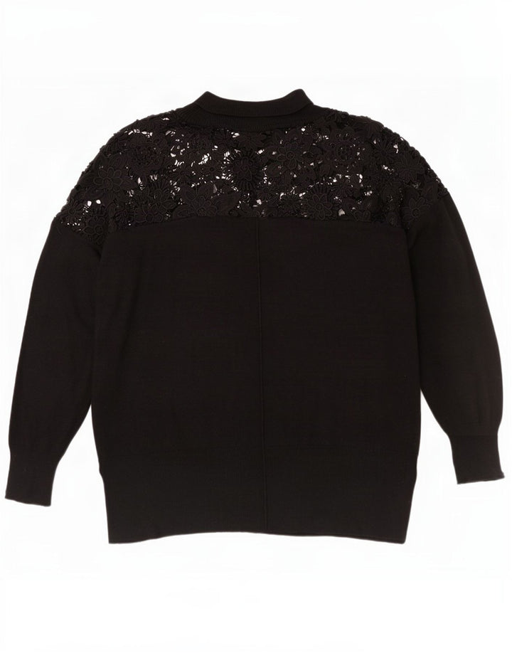 French Connection Womens Roll Neck Jumper Sweater UK 14 Medium Black Floral