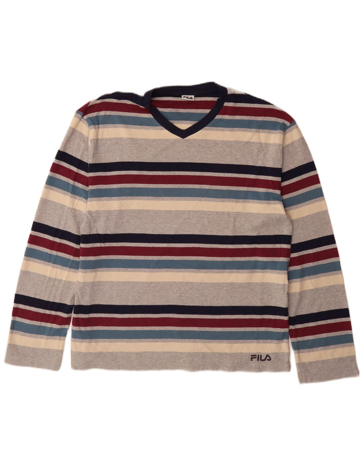 Fila Mens Top Long Sleeve XL Multicoloured Striped Cotton