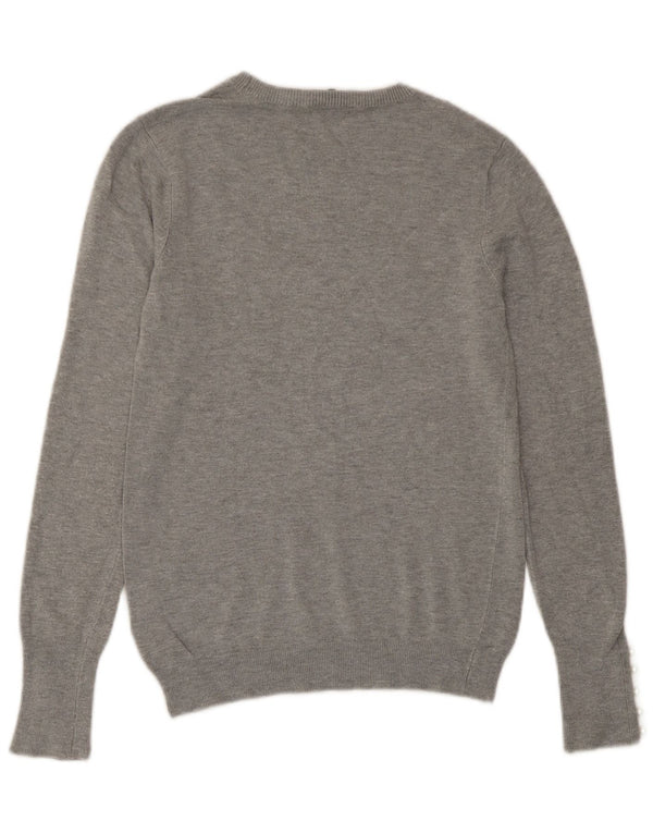 Zara Womens Boat Neck Jumper Sweater UK 12 Medium Grey Flecked Viscose