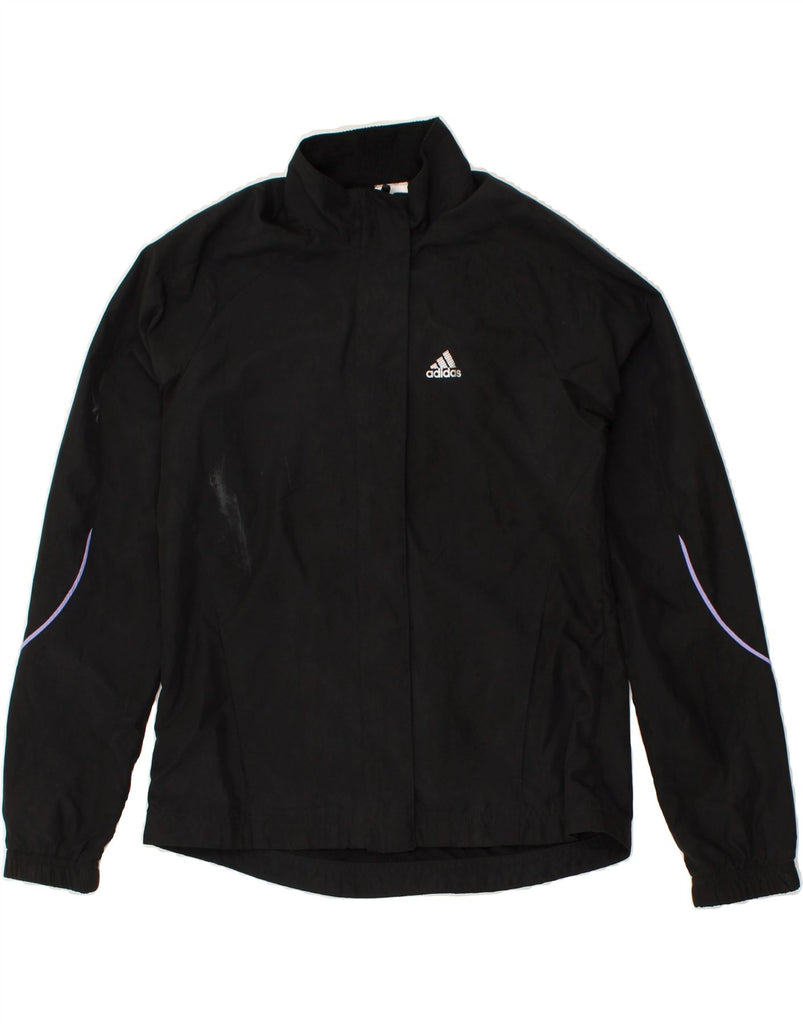 ADIDAS Womens Clima Proof Tracksuit Top Jacket UK 10 Small Black Polyester | Vintage Adidas | Thrift | Second-Hand Adidas | Used Clothing | Messina Hembry 