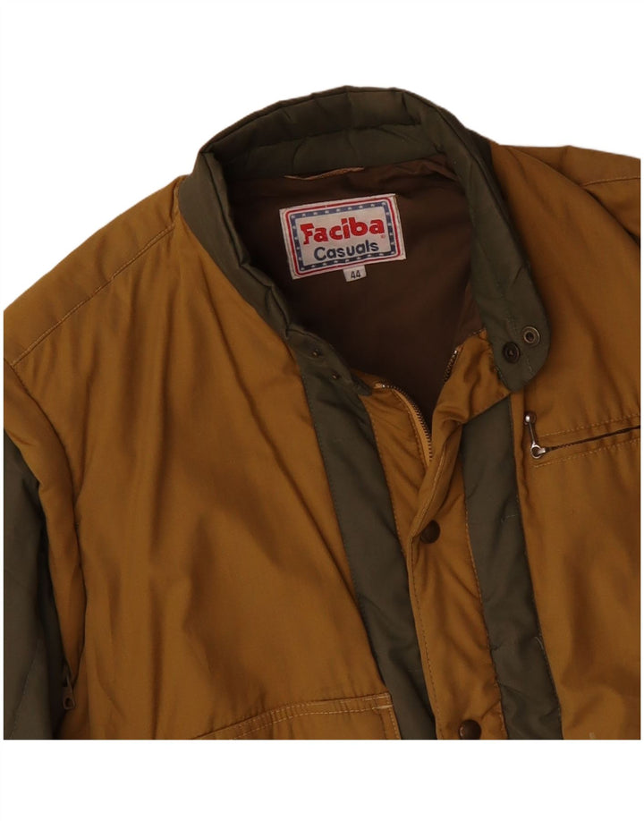 FACIBA Mens Bomber Jacket UK 38 Medium Yellow Colourblock Cotton