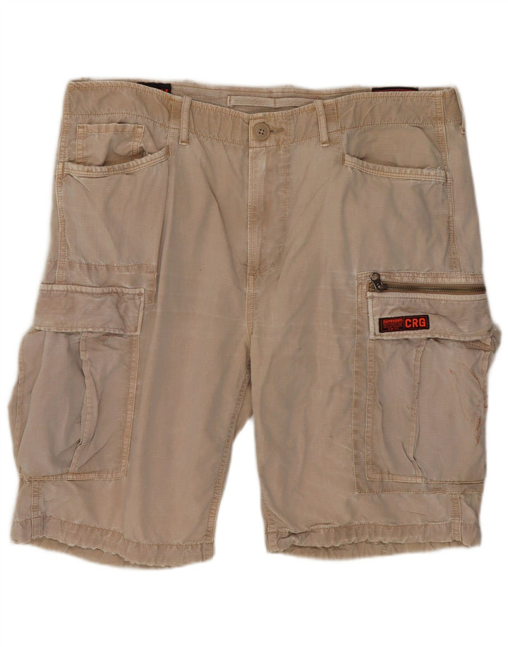 Superdry Mens Cargo Shorts W36 Large Beige Cotton