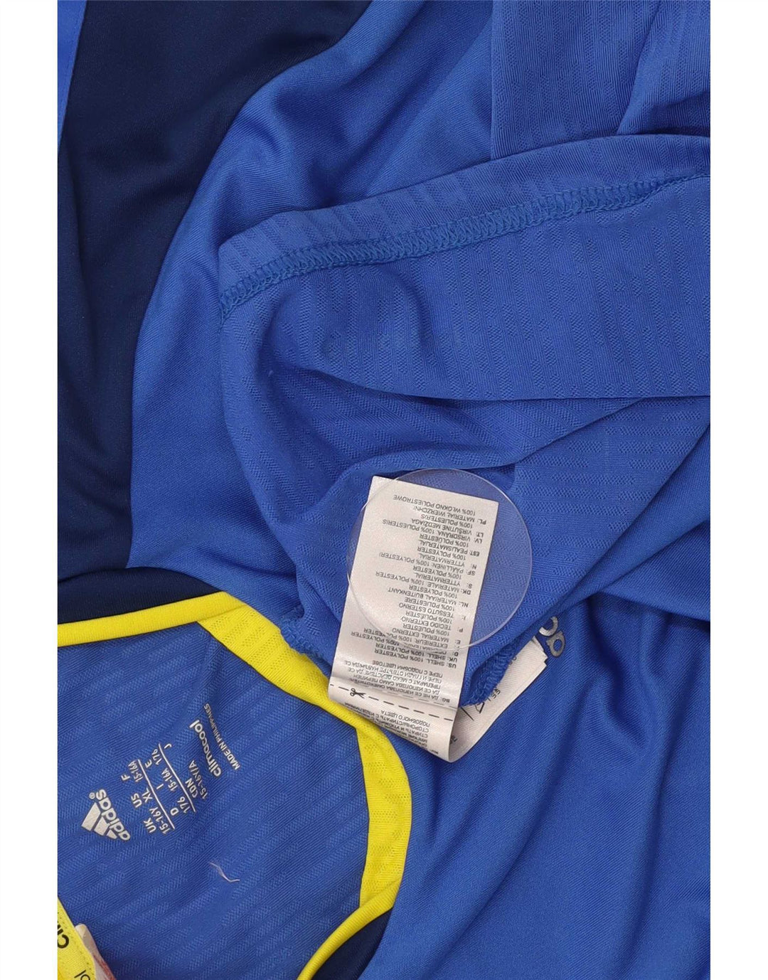 Adidas Boys Climacool T-Shirt Top 15-16 Years Blue Colourblock Polyester