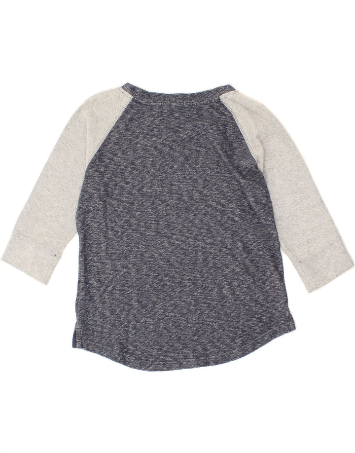 GAP Womens 3/4 Sleeve Sweatshirt Jumper UK 14 Medium Navy Blue Colourblock Vintage Gap and Second-Hand Gap from Messina Hembry 