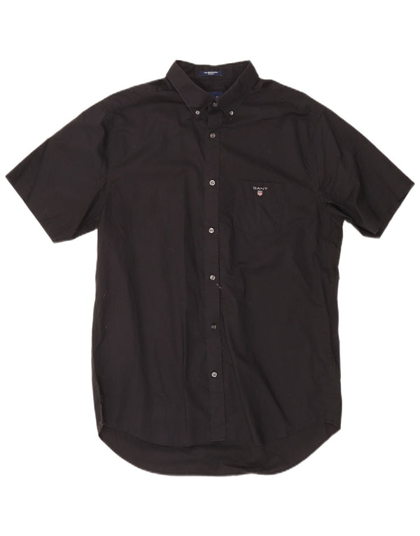 Gant Mens Short Sleeve Shirt Size 41/42 16 1/2 Large Black Cotton