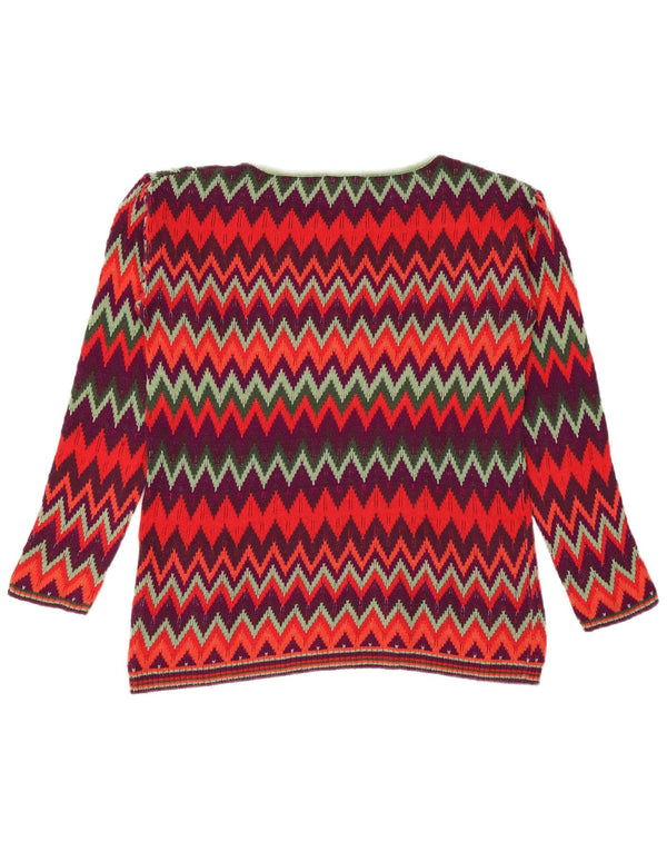 Esprit Womens Boat Neck Jumper Sweater UK 6 XS Multicoloured Chevron