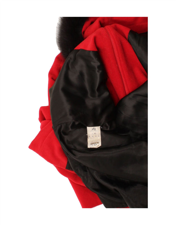 DIANA GALLESI Womens Hooded Overcoat UK 10 Small Red Wool Vintage Diana Gallesi and Second-Hand Diana Gallesi from Messina Hembry 