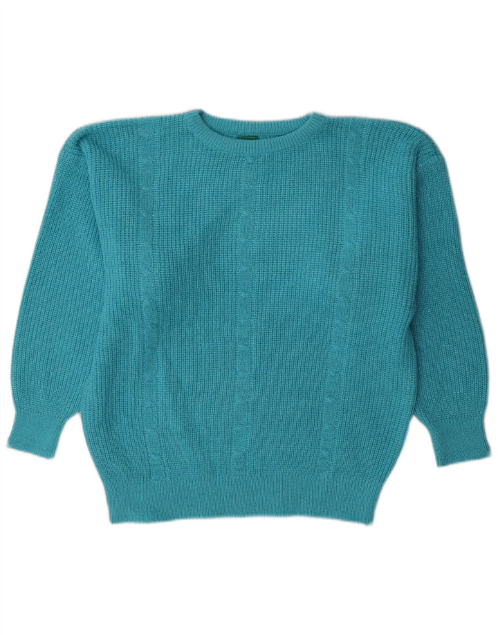 Canda Womens Oversized Crew Neck Jumper Sweater UK 10 Small Blue Acrylic