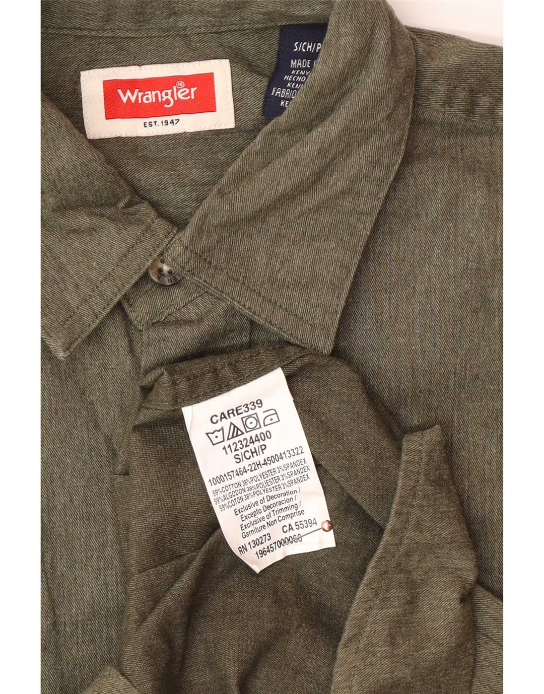 Wrangler Mens Shirt Small Khaki Cotton