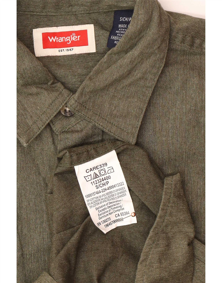 Wrangler Mens Shirt Small Khaki Cotton