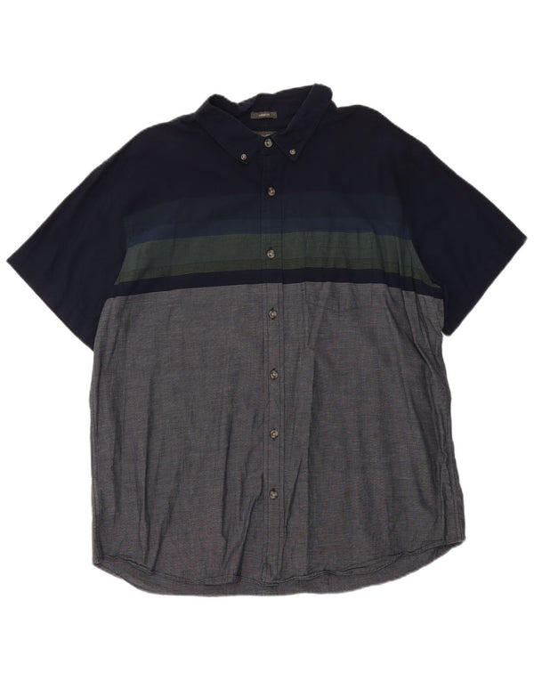 Eddie Bauer Mens Short Sleeve Classic Fit Shirt XL Grey Colourblock Cotton