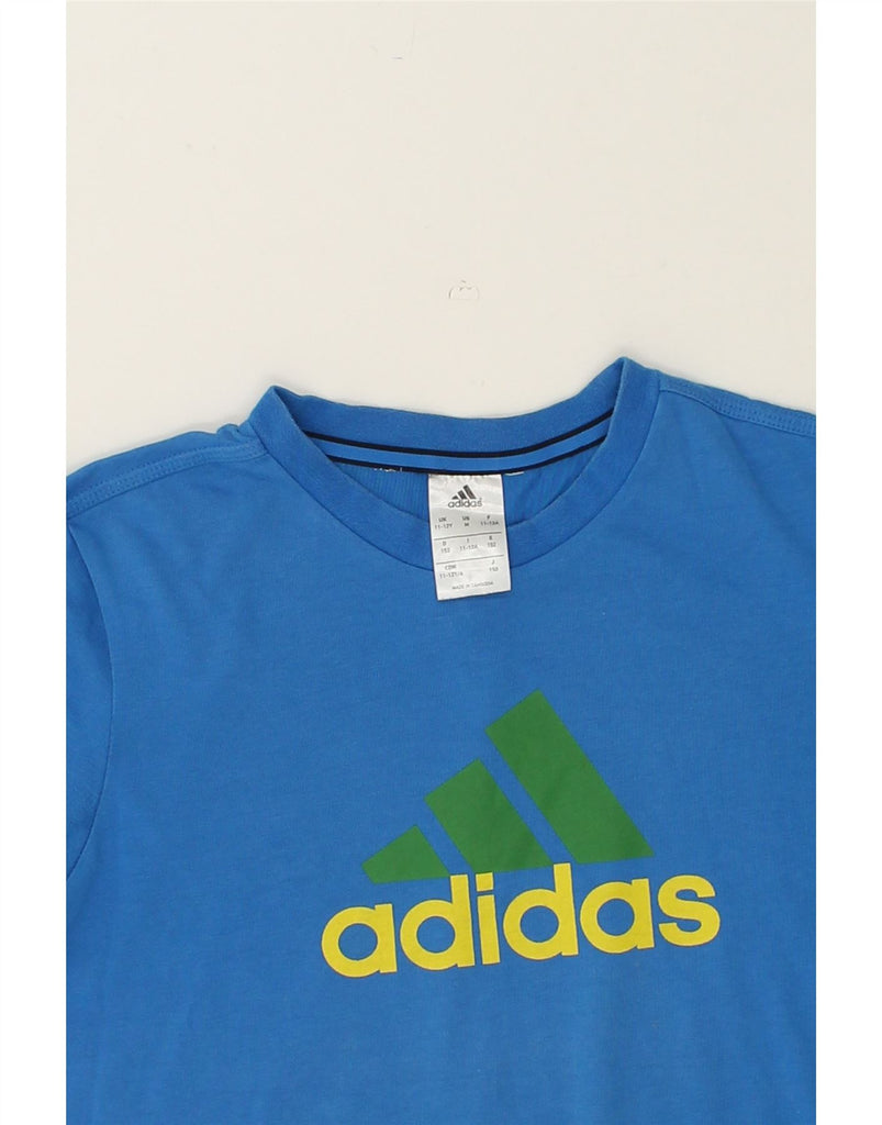 ADIDAS Boys Graphic T-Shirt Top 11-12 Years Blue Cotton | Vintage Adidas | Thrift | Second-Hand Adidas | Used Clothing | Messina Hembry 