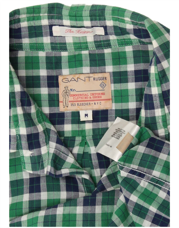Gant Mens Rugger Short Sleeve Shirt Medium Green Check Cotton