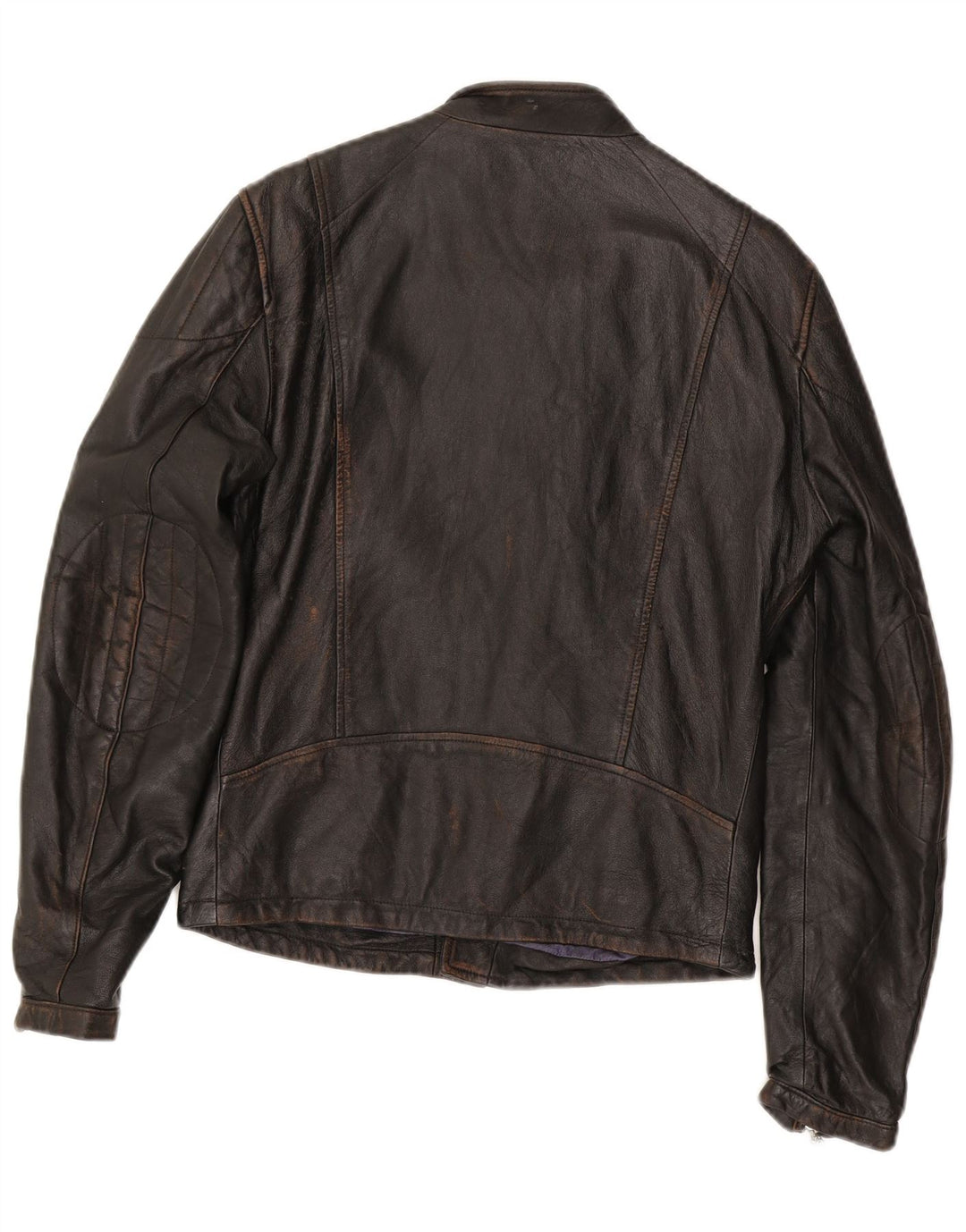 Stewart Mens Leather Racer Jacket UK 38 Medium Brown Leather