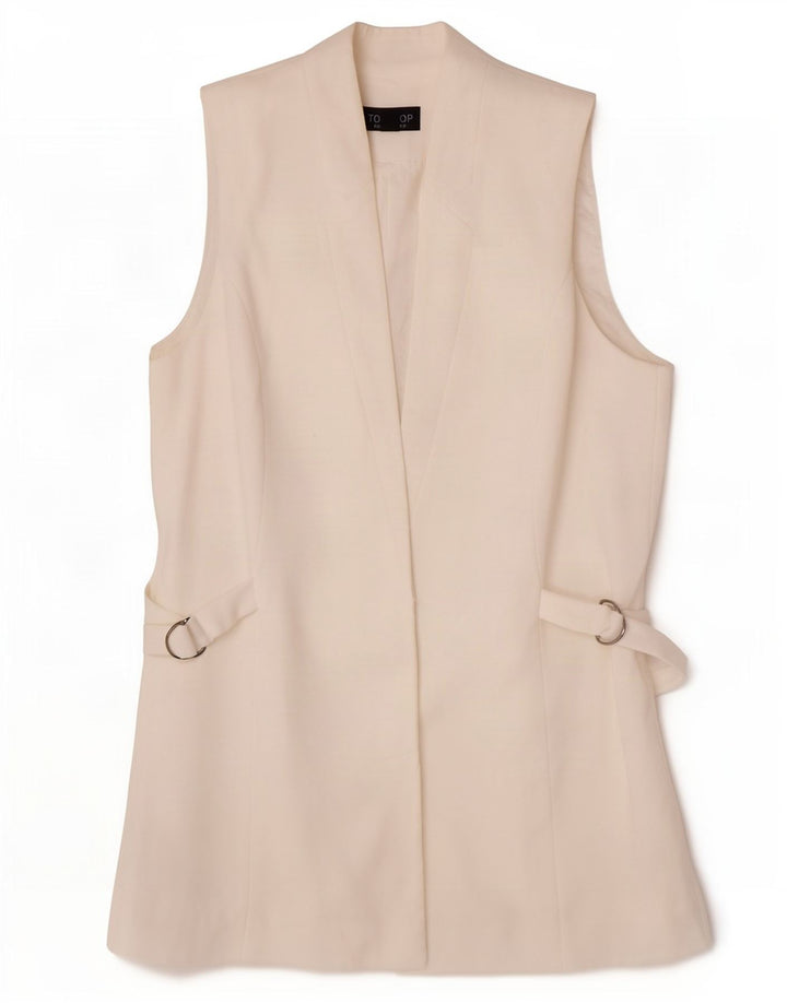 Topshop Womens Longline Waistcoat UK 10 Small White Polyester