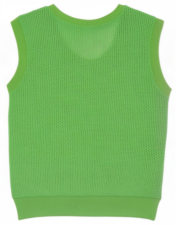 Zara Womens Vest Top UK 10 Small Green Cotton
