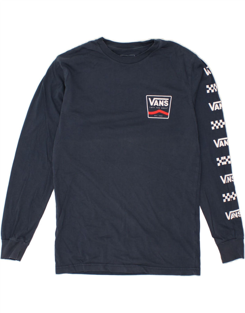 VANS Mens Graphic Top Long Sleeve Small Navy Blue Cotton | Vintage Vans | Thrift | Second-Hand Vans | Used Clothing | Messina Hembry 