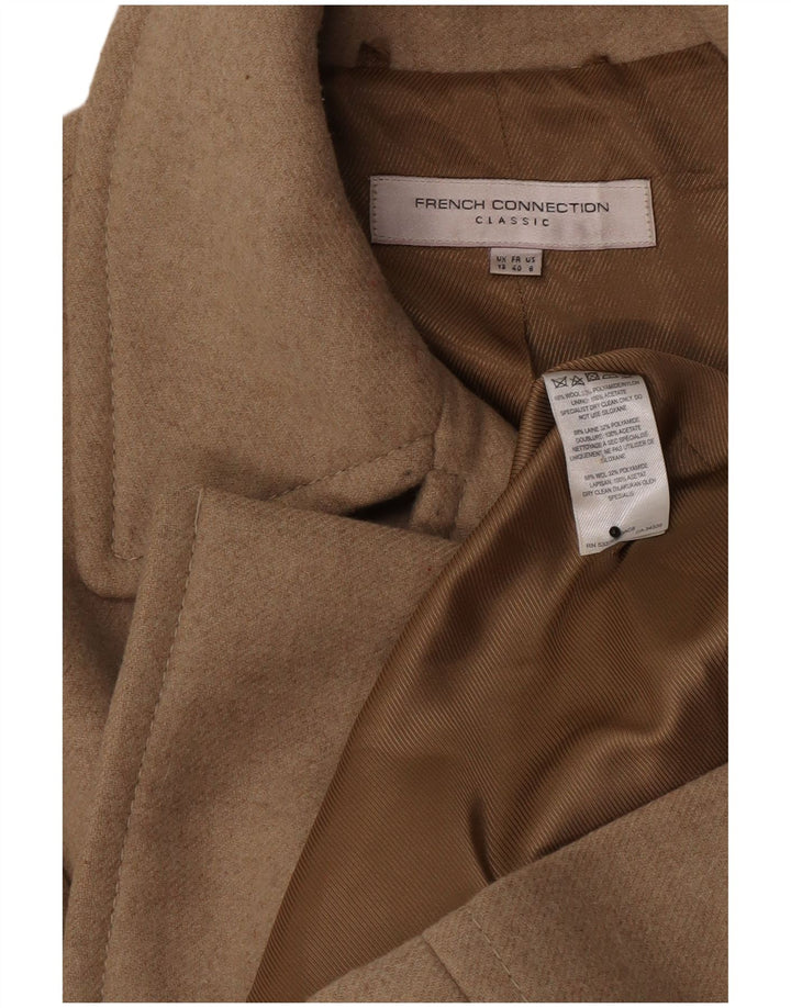 French Connection Womens Double Breasted Coat UK 12 Medium Beige Wool