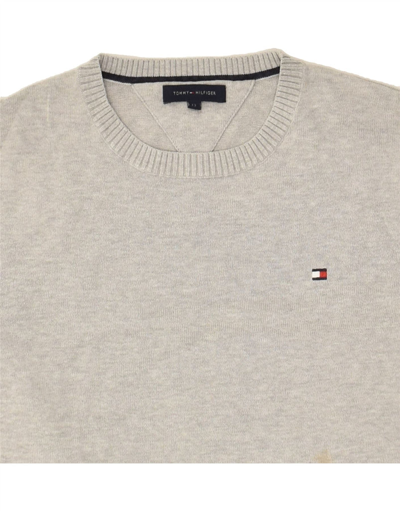 TOMMY HILFIGER Boys Crew Neck Jumper Sweater 11-12 Years Grey Cotton | Vintage Tommy Hilfiger | Thrift | Second-Hand Tommy Hilfiger | Used Clothing | Messina Hembry 