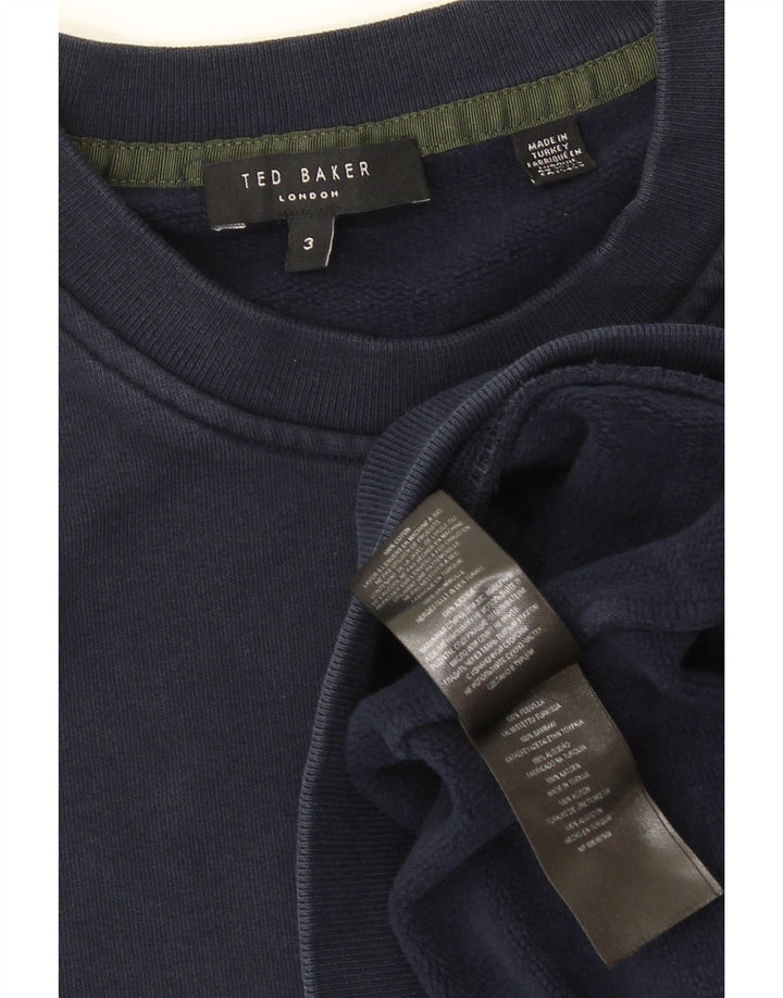 Ted Baker Mens Sweatshirt Jumper Size 3 Medium Navy Blue Cotton