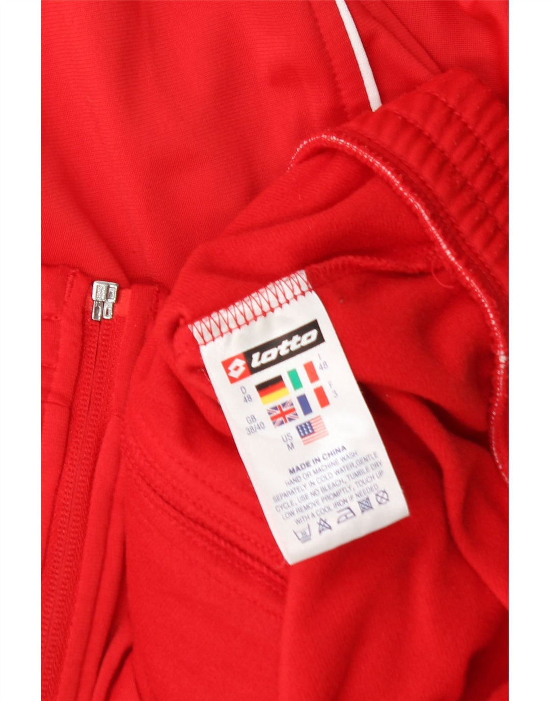 LOTTO Mens Tracksuit Top Jacket UK 38/40 Medium Red Colourblock Polyester