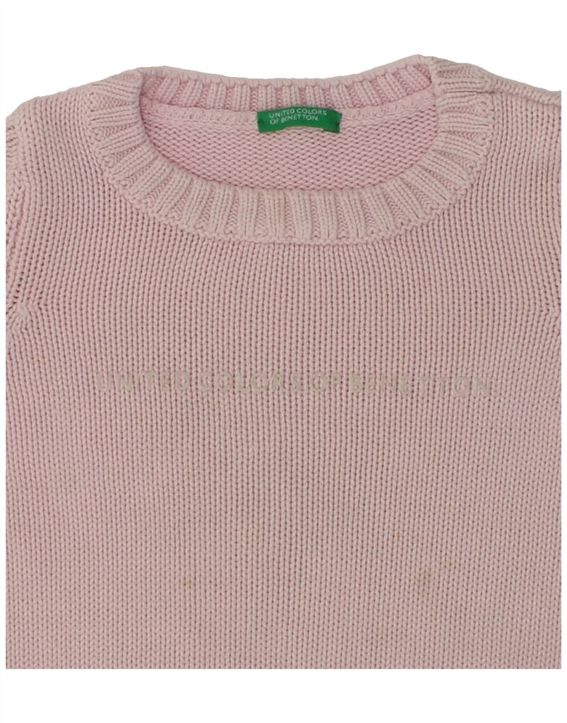 BENETTON Girls Graphic Boat Neck Jumper Sweater 2-3 Years 2XS  Pink Cotton | Vintage Benetton | Thrift | Second-Hand Benetton | Used Clothing | Messina Hembry 