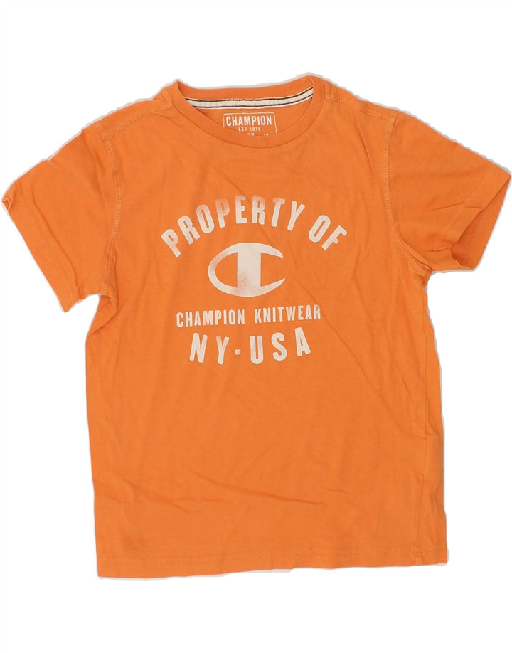 CHAMPION Boys Graphic T-Shirt Top 9-10 Years Medium Orange Cotton Vintage Champion and Second-Hand Champion from Messina Hembry 