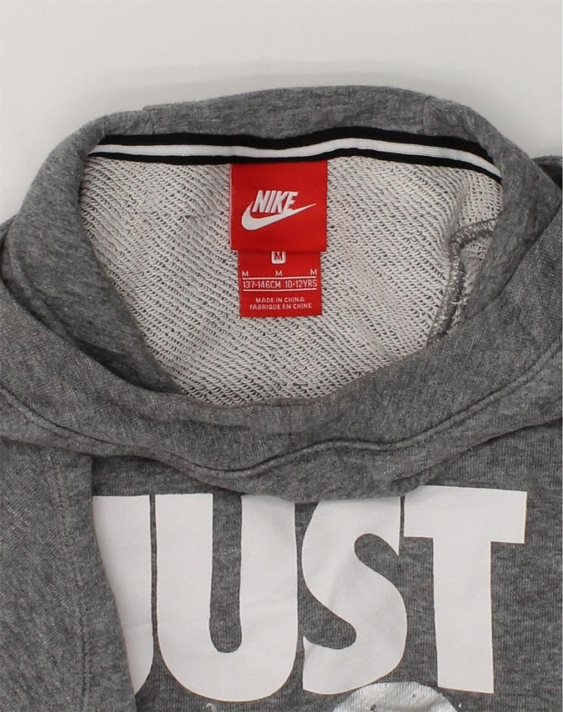 NIKE Girls Graphic Hoodie Jumper 10-11 Years Medium Grey | Vintage Nike | Thrift | Second-Hand Nike | Used Clothing | Messina Hembry 