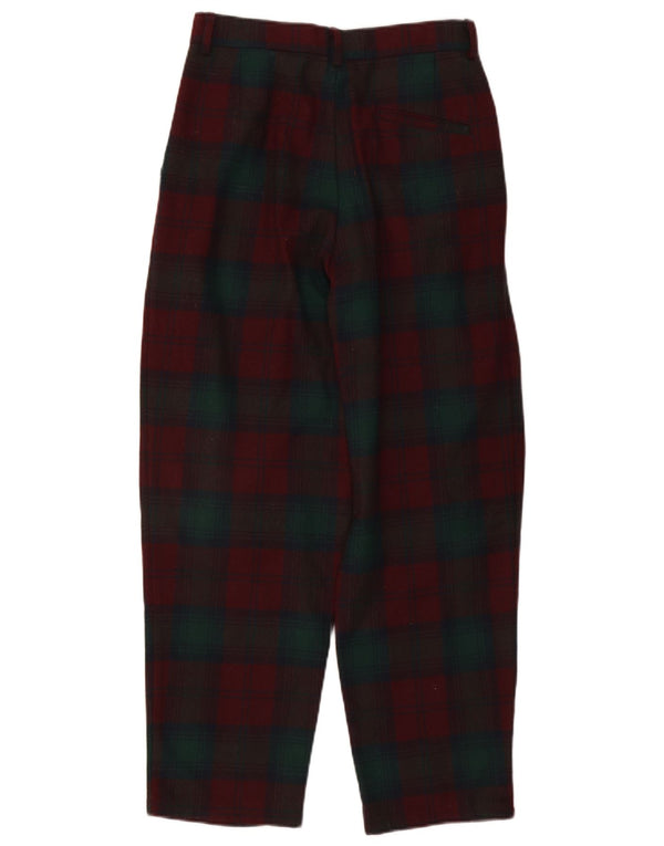 Greyhound Mens Loose Fit Casual Trousers IT 46 Small W28 L28 Burgundy Check