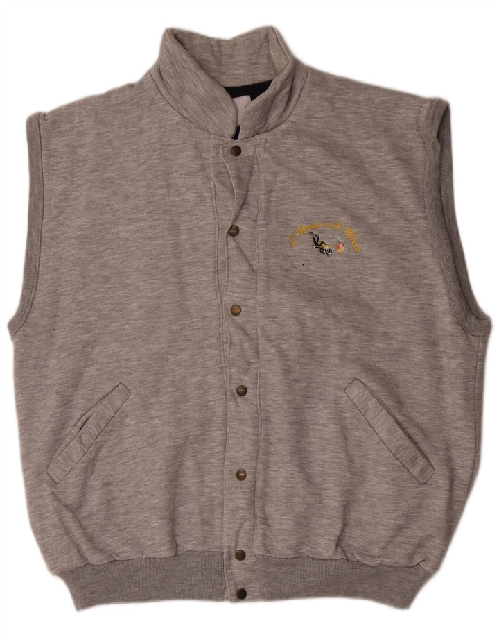 Vintage Mens Sleeveless Tracksuit Top Jacket XL Grey Flecked