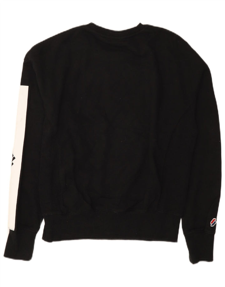 Superdry Womens Graphic Sweatshirt Jumper UK 12 Medium Black Colourblock