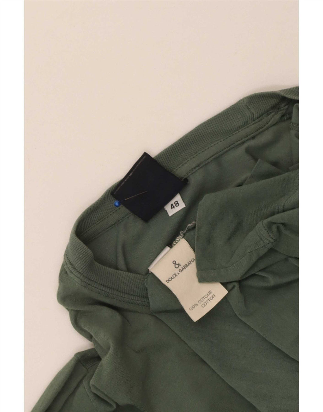 Dolce & Gabbana Womens Top Long Sleeve IT 48 XL Khaki Cotton