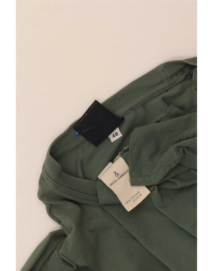 Dolce & Gabbana Womens Top Long Sleeve IT 48 XL Khaki Cotton