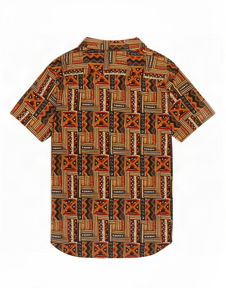 Scout Mens Short Sleeve Shirt Medium Brown Geometric Cotton