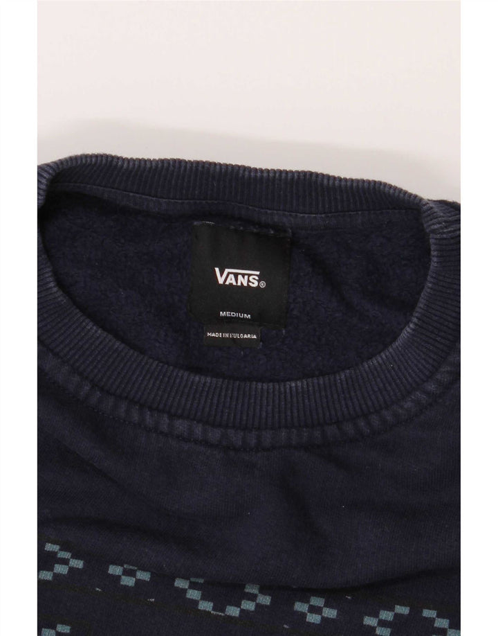 Vans Mens Graphic Sweatshirt Jumper Medium Navy Blue Cotton
