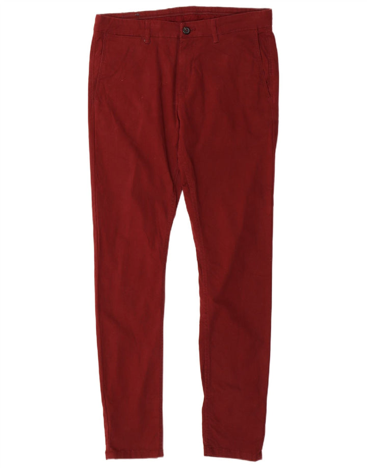 Zara Mens Slim Chino Trousers EU 42 Medium W32 L30 Maroon