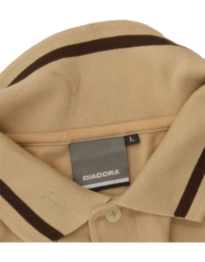 DIADORA Mens Polo Shirt Large Beige Cotton Vintage Diadora and Second-Hand Diadora from Messina Hembry 