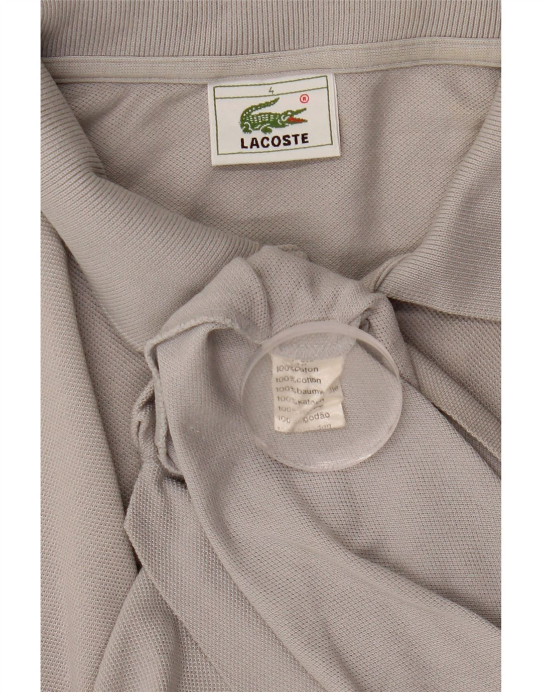 Lacoste Mens Polo Shirt Size 4 Medium Grey Cotton