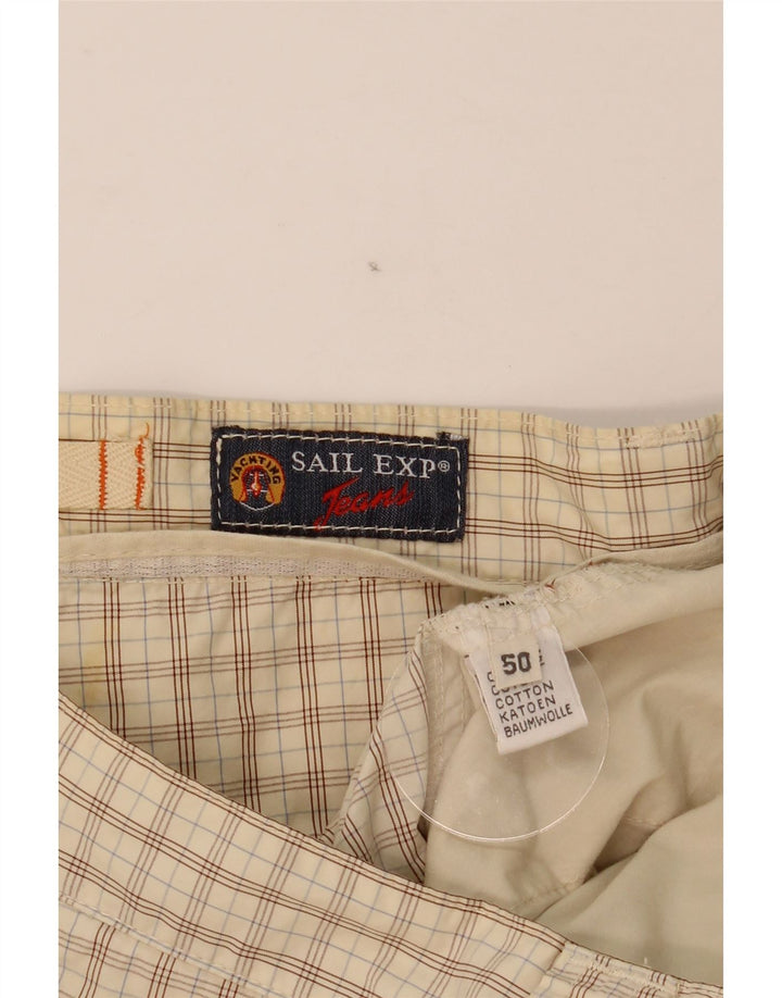 Sail Exp Mens Cargo Shorts IT 50 Large W34 Beige Plaid Cotton