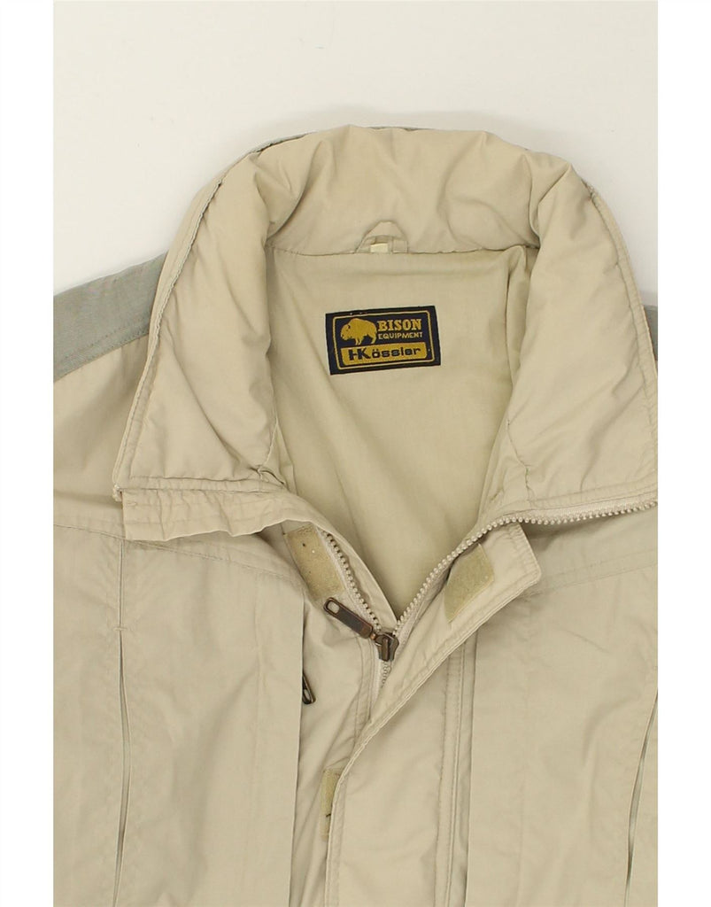 VINTAGE Mens Windbreaker Jacket UK 40 Large Beige Colourblock Cotton Vintage Vintage and Second-Hand Vintage from Messina Hembry 